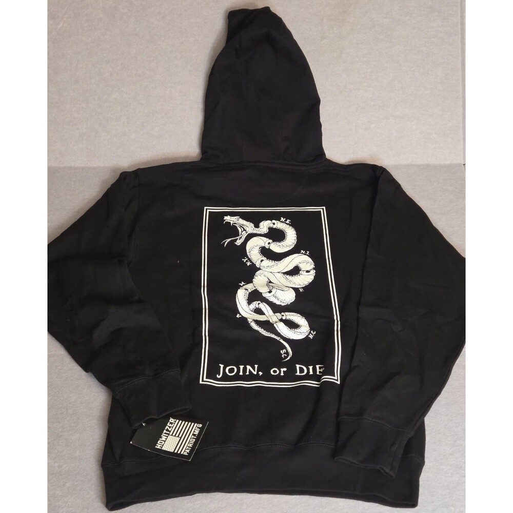 HOWITZER Join Or Die Hoodie Mens M Black Snake Patriot NWT CV4438